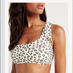Abercrombie One Shoulder Cheetah Print Bikini Top